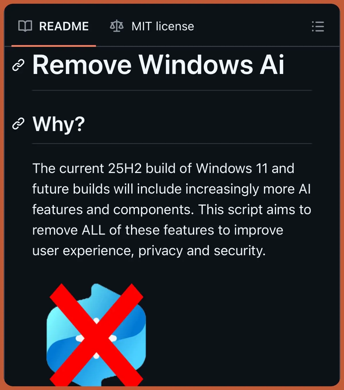 Remove Windows 11 AI features with RemoveWindowsAI script
