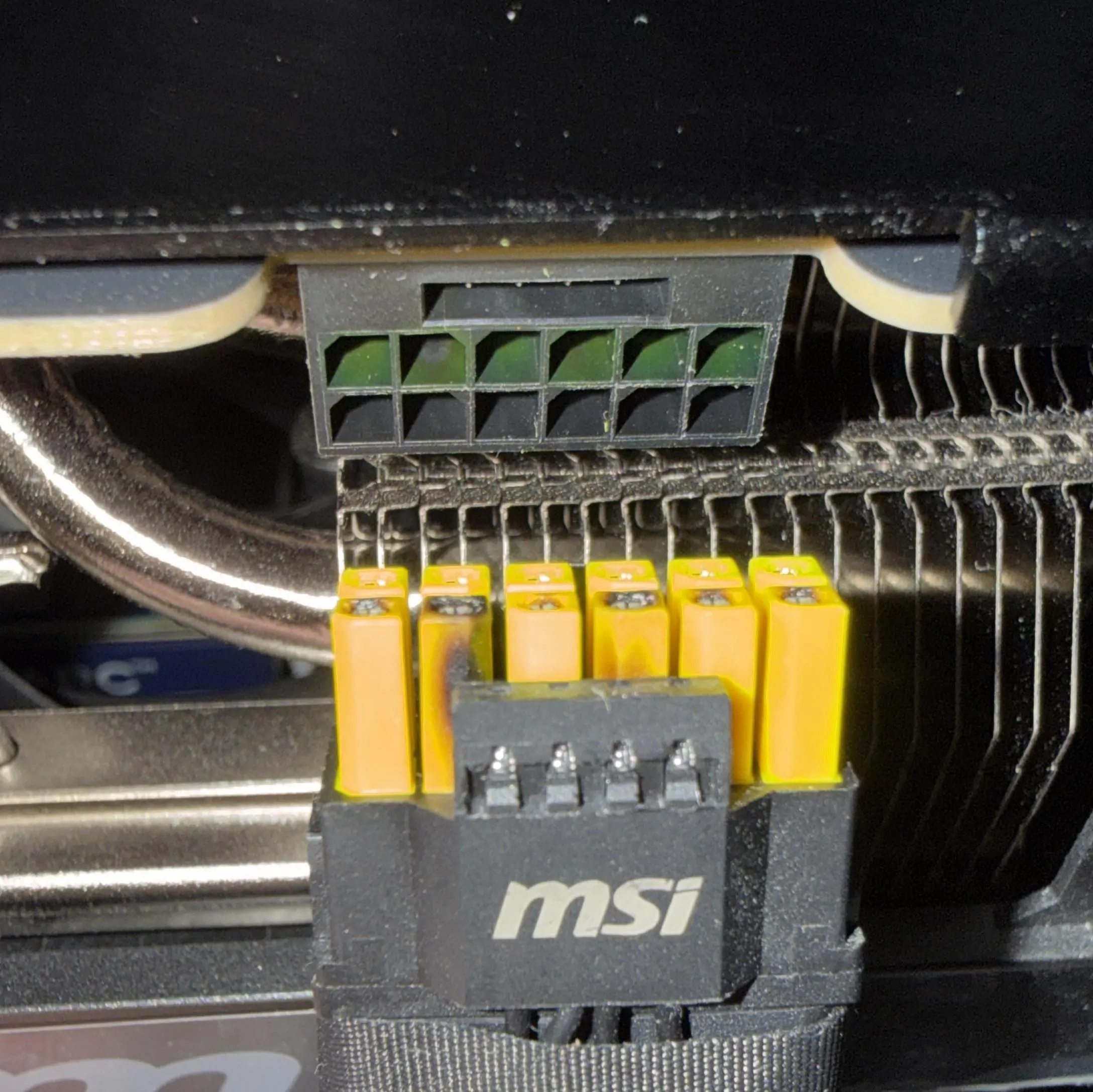 MSI's yellow-tip connector is literally pushing itself out