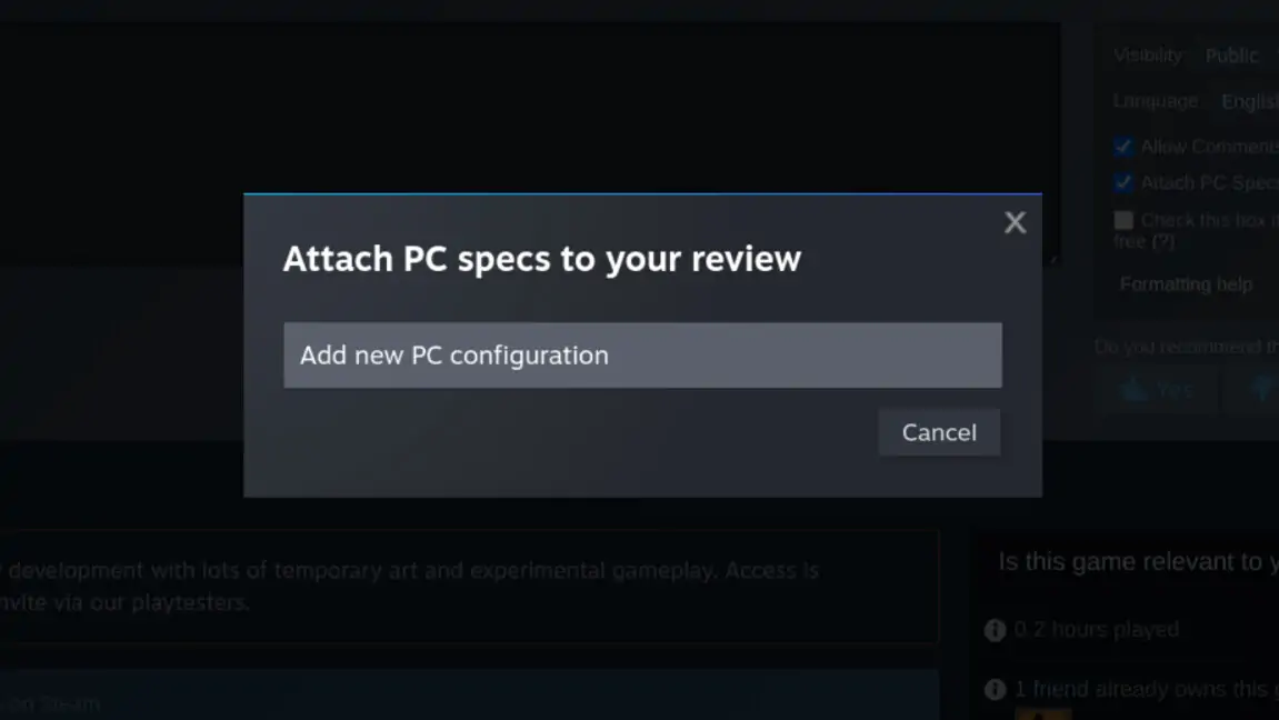 Steam reviews now let you attach your PC specs, and it was about time