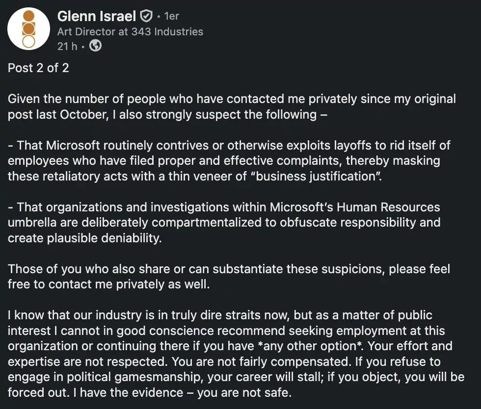 Former Halo Studios art director levels serious allegations against Halo Studios