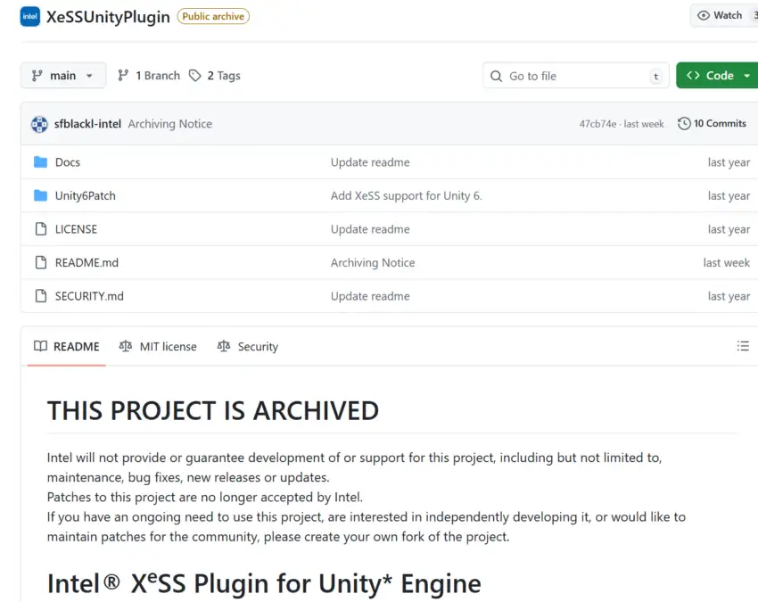 Intel pulls the plug on XeSS support for Unity Engine, and it’s not coming back