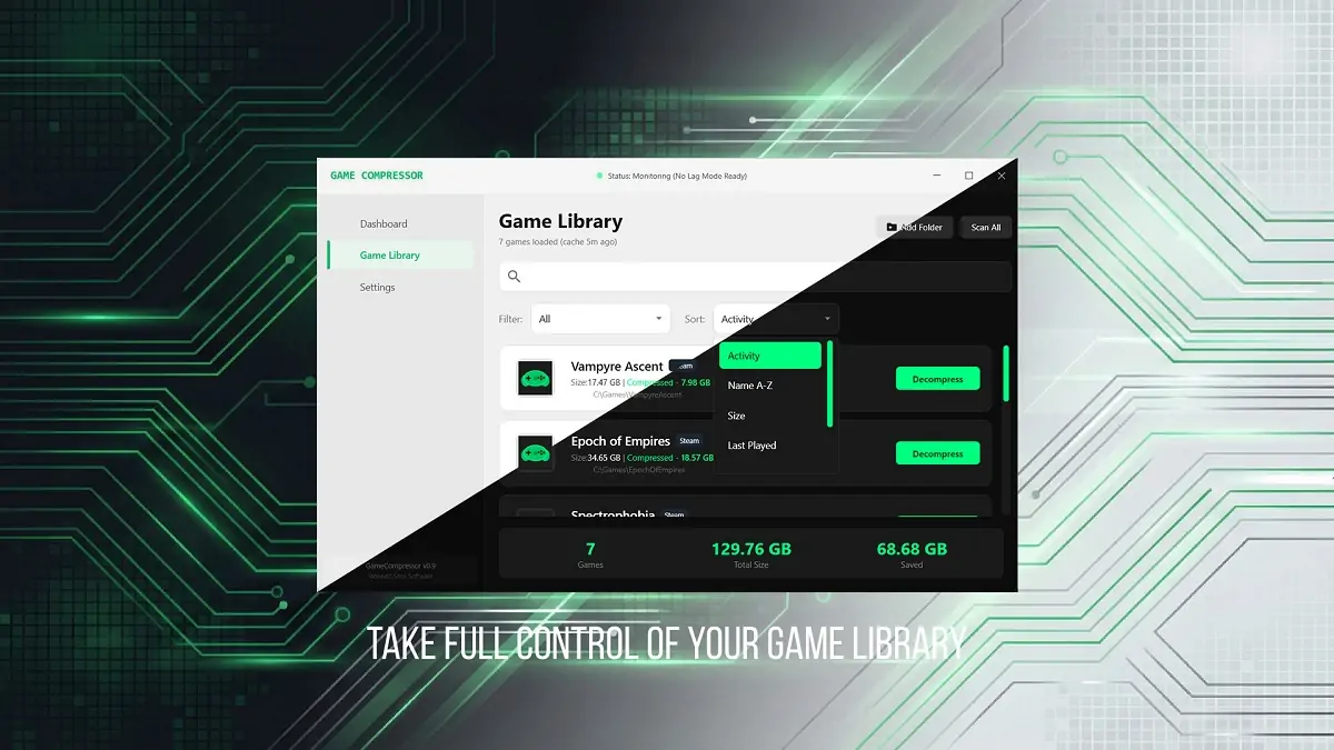 Game Compressor shrinks your Steam library without deleting games