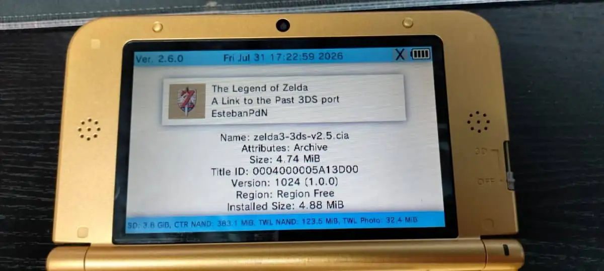 Zelda: A Link to the Past native 3DS port uses both screens